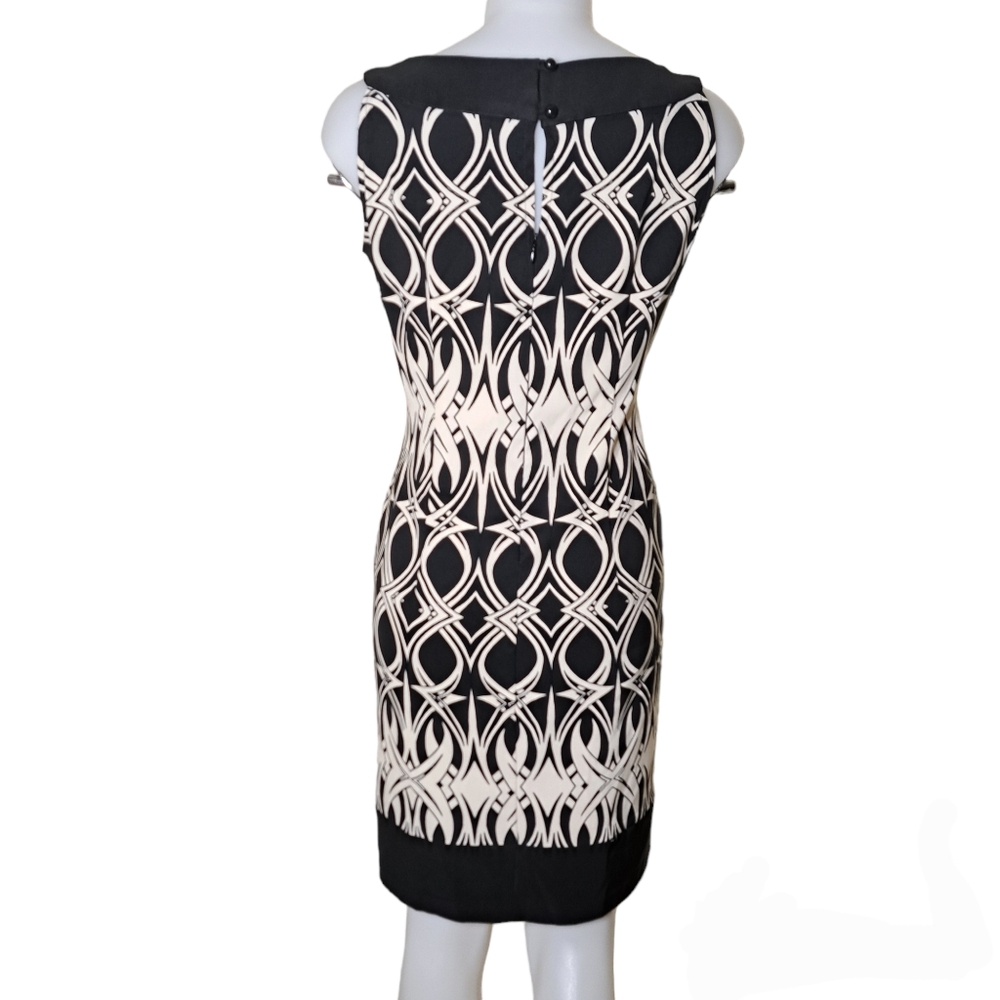 Connected Apparel Pencil Cream & Black Women's Sleeveless Dress 10 - Picture 2 of 14